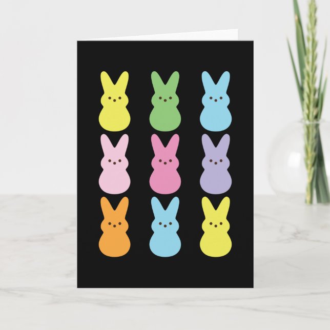 Carte Mignons lapins de Pâques en guimauve pour enfants (Devant)
