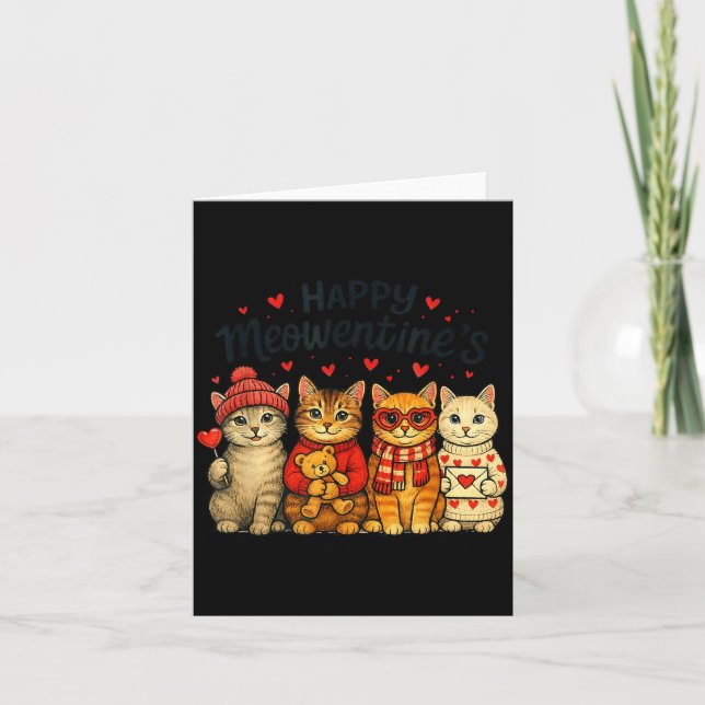 Carte Mignons Meowentines Heureux Saint-Valentin Chats A (Devant)