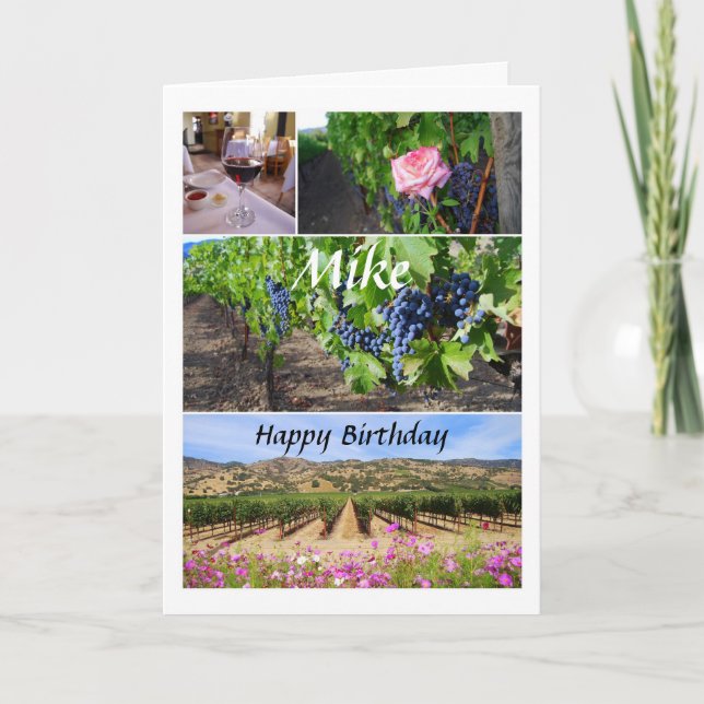 Carte Mike Happy Birthday California Vineyards (Devant)