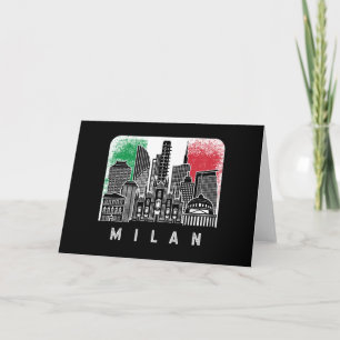 Carte Milan Italy Skyline Vintage Flag