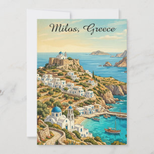 Carte Milos Colorée Grèce Mer Égée Voyage