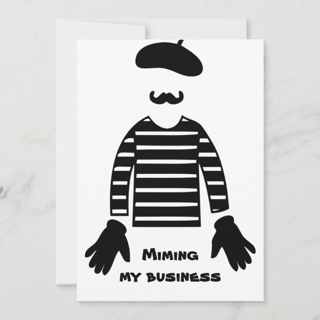 Carte Mime Pantomime Miming Mon Entreprise (Devant)