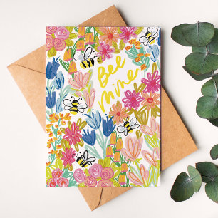Carte Mine d'abeilles Floral coloré Saint-Valentin