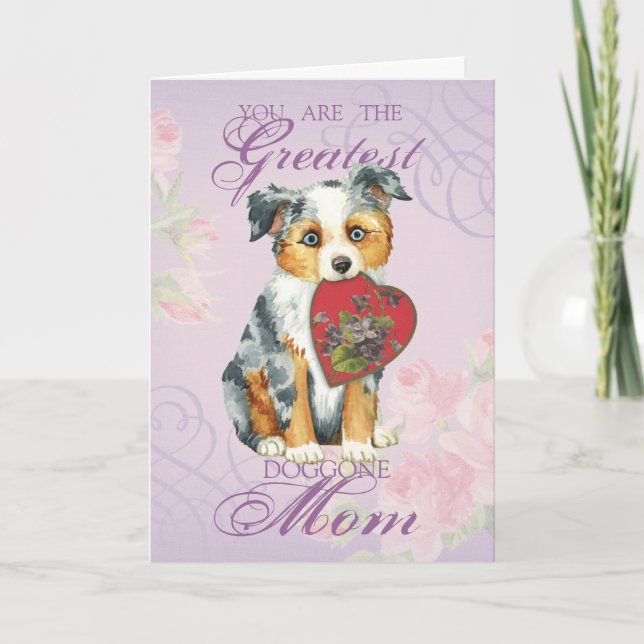 Carte Mini American Shepherd Heart Maman (Devant)