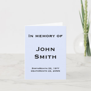 Carte Mini and Mournful Funeral/Memorial Card