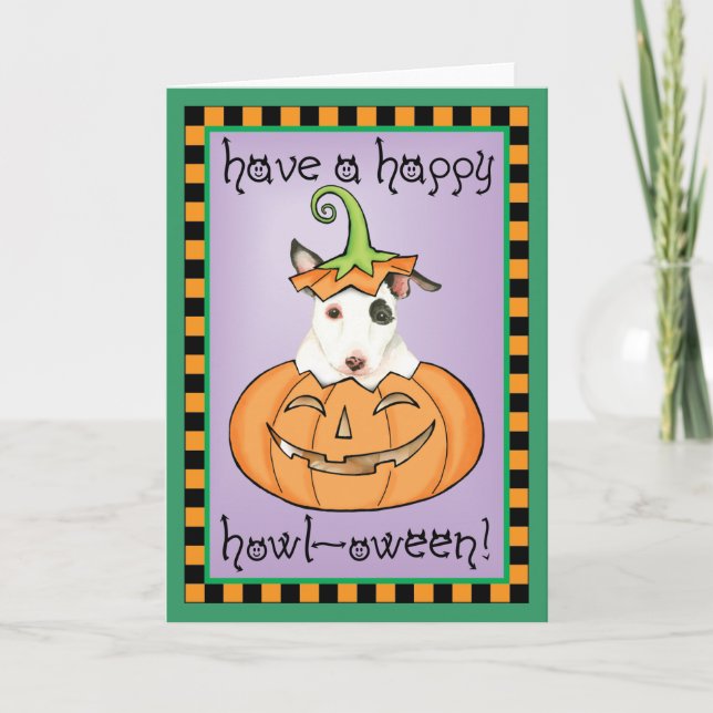 Carte Mini Bull Terrier Halloween (Devant)