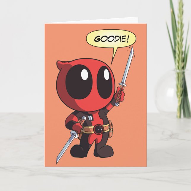 Carte Mini Deadpool Avec Deux Épées (Devant)