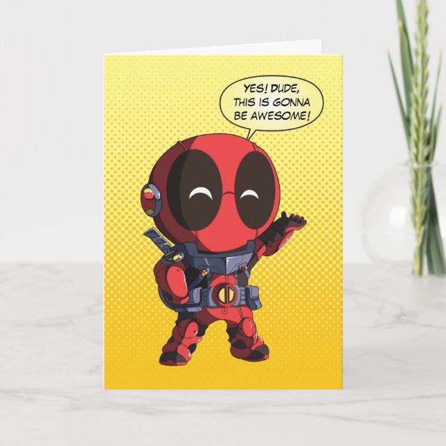 Carte Mini Deadpool en armure (Devant)