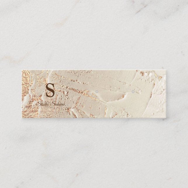 Carte mini oreille texture feuille or (Devant)