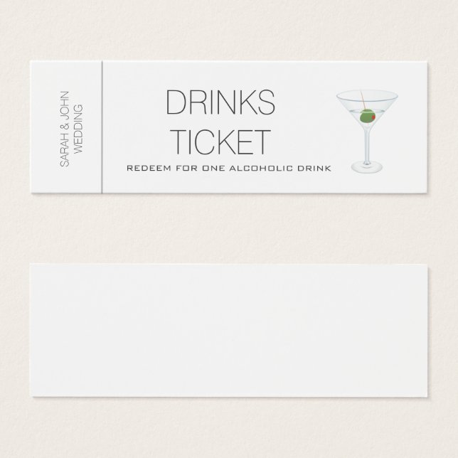 Carte Mini-Réception de mariage pour les billets d (Devant & derrière)