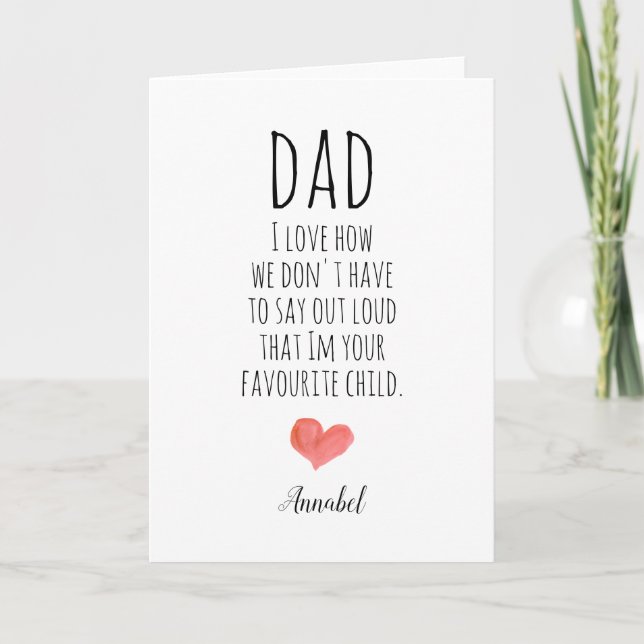 Carte Mini-tendance Dads typographie préférée des enfant (Devant)