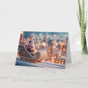 Carte Miniature du Père Noël dans un traîneau en pain d'