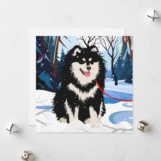 CARTE MINIATURE FINNISH LAPPHUND AU-DESSUS DE LA R (Devant/Arrière en situation)