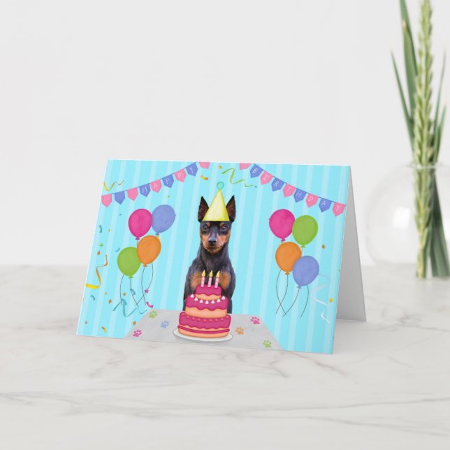 Carte Miniature Pinscher Anniversaire (Devant)