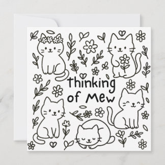 Carte Minimal Cat Doodle Thinking of You Card