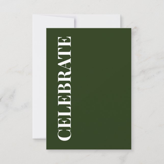 Carte Minimal CELEBRATE | Forest Green Holiday Greeting (Devant)