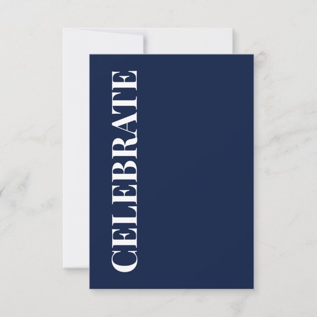 Carte Minimal CELEBRATE | Navy Blue Holiday Greeting (Devant)