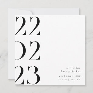 Carte Minimal et chic noir et blanc Enregistrer la date