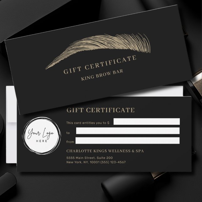 Carte Minimal Eyebrow Black Logo Gift Certificate (Créateur téléchargé)