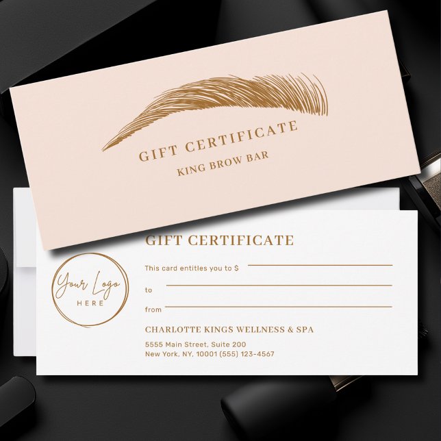 Carte Minimal Eyebrow Logo Gift Certificate (Minimal Eyebrow Custom Logo Gift Certificate)