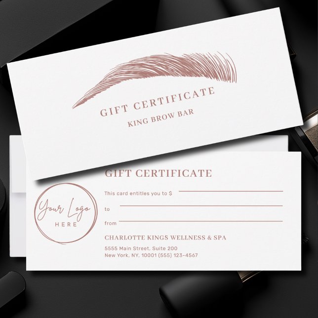 Carte Minimal Eyebrow Logo Gift Certificate (Minimal Eyebrow Custom Logo Gift Certificate)