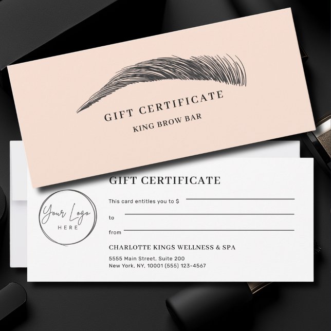 Carte Minimal Eyebrow Logo Gift Certificate (Minimal Eyebrow Custom Logo Gift Certificate)