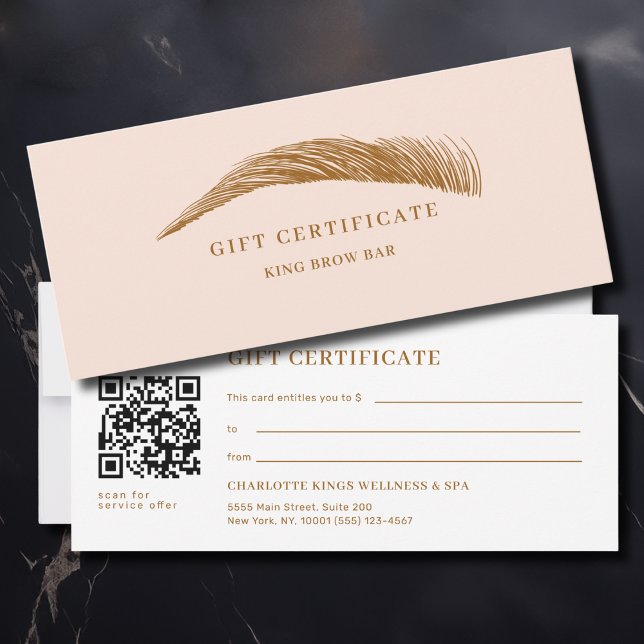 Carte Minimal Eyebrow Salon QR Code Gift Certificate (Minimal Eyebrow Salon QR Code Gift Certificate)