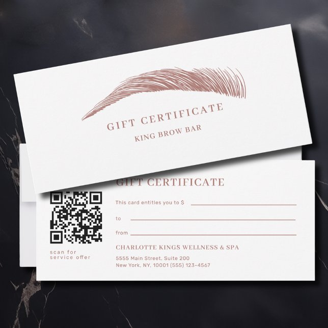 Carte Minimal Eyebrow Salon QR Code Gift Certificate (Minimal Eyebrow Salon QR Code Gift Certificate)