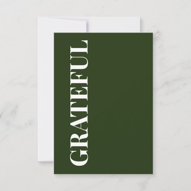 Carte Minimal GRATEFUL | Forest Green Holiday Greeting (Devant)