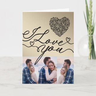 Carte Minimal I Love You Rose Heart Photo