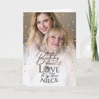 Carte Minimal Photo Belated Birthday Keepsake Niece Card