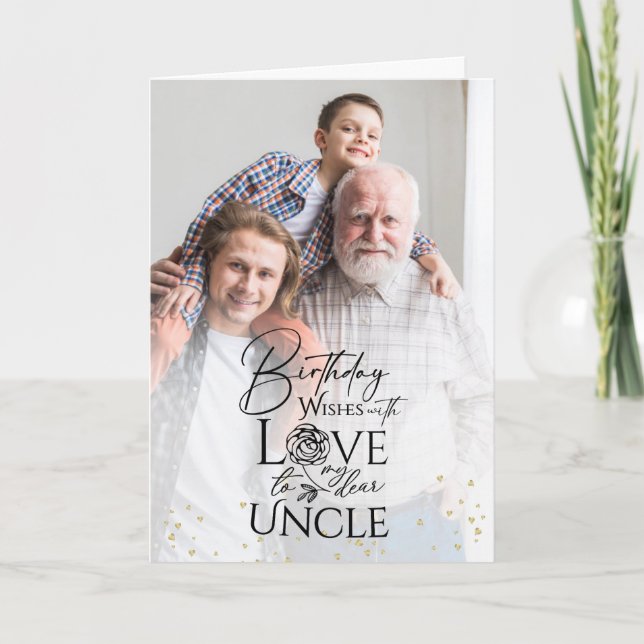Carte Minimal Photo Birthday Keepsake Uncle (Devant)