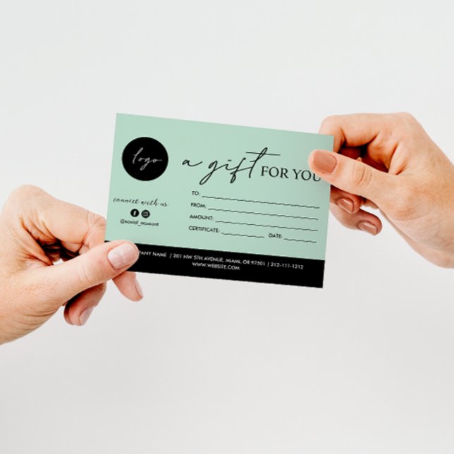 CARTE MINIMAL SCRIPT UN CADEAU POUR VOUS LOGO COMPTE SOC (GIFT CERTFICATE GIFT VOUCHER FOR SPA FACIAL MASSAGE GIFT REAILT STORE FOOD)