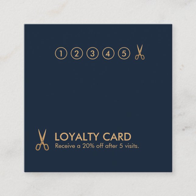 Carte minimale de fidélité de carré de coiffeur de (Devant)