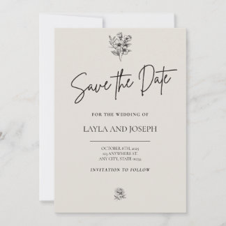 Carte minimale de fleur pour sauvegarder la date