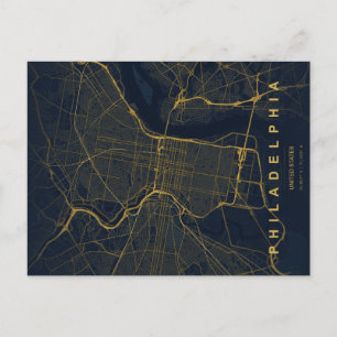 Carte minimale de Philadelphie sur carte postale