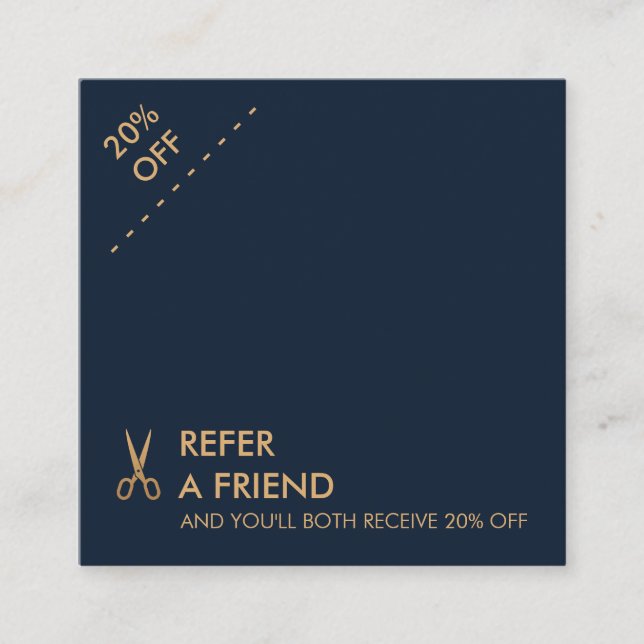 Carte minimale de référence de carré de coiffeur (Devant)