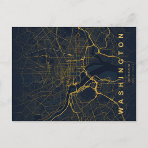 Carte minimale de Washington, DC sur carte postale
