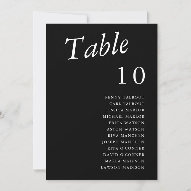 Carte Minimalist-1 W&B Table Number 10 (Devant)