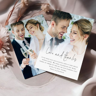 Carte Minimaliste 2 Photos Amour Merci Mariage Merci