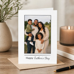 Carte Minimaliste Blanc Moderne Fête des Pères Famille