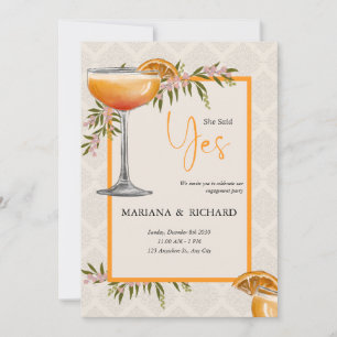 Carte minimaliste Brown Orange Engagement Party