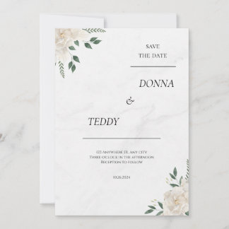 Carte minimaliste de Faire-part de mariage en marb