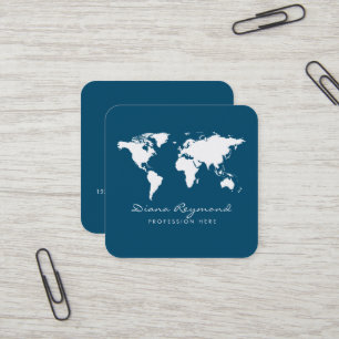 Carte minimaliste du monde moderne bleu océan
