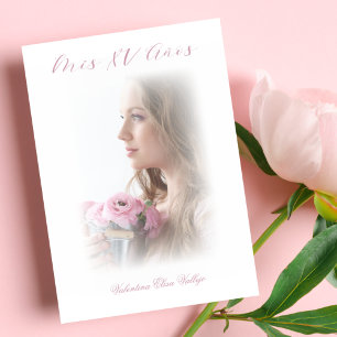 Carte Minimaliste espagnol Mis XV Años Photo en rose