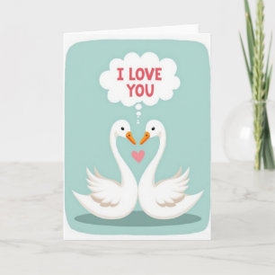 Carte minimaliste Je t'aime Cygnes