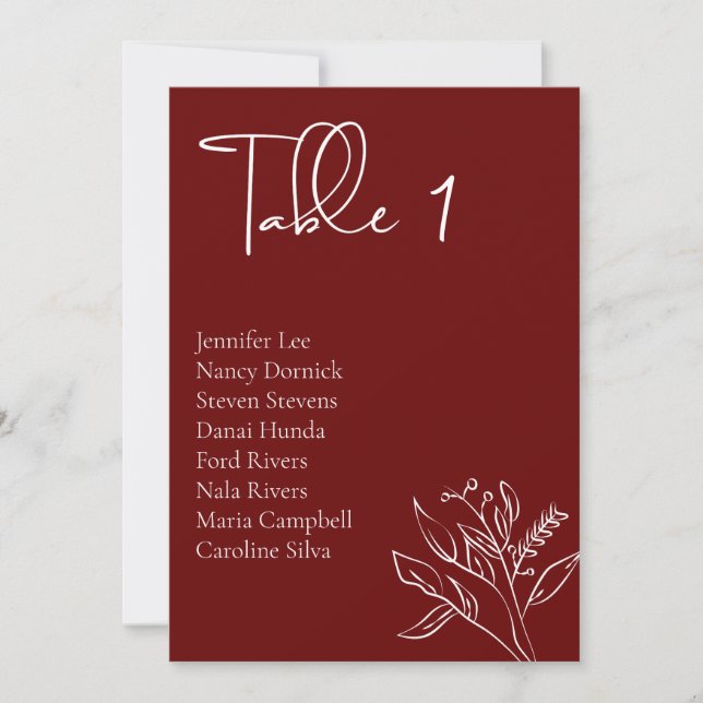 Carte minimaliste Mariage floral (Devant)