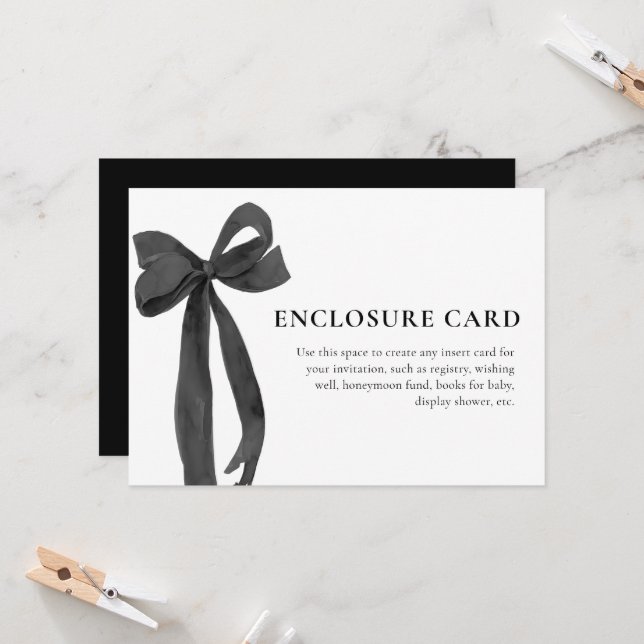 Carte minimaliste moderne Bow Bow noir (Devant/Arrière en situation)