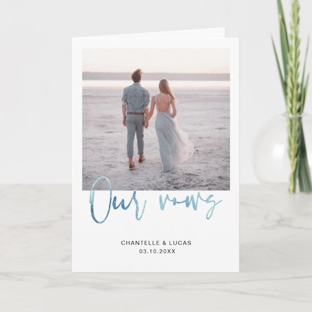 Carte Minimaliste Ocean Blue Our Vows (Devant)