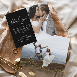 Carte minimaliste photo Mariage noir